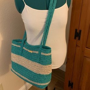 Swim/Beach bag - Handmade crochet raffia tote